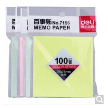 得力（deli） 7156百事貼粘性便簽紙彩色便利貼 7676mm 12本混色裝