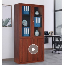 港隆（GRONLAND) 鋼制文件柜辦公鐵皮柜仿木紋矮柜資料儲物柜 櫻桃木