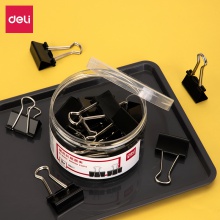 得力8563-3#黑色長尾票夾32mm筒裝（24只/筒）